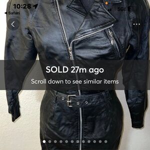 Vintage 90s Adler Genuine Leather Belted Moto Dress Coat Black